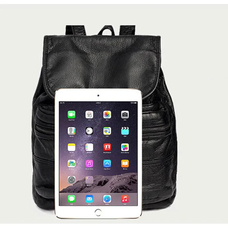 Backpack Women's PU Leather Waterproof College Style School Bags Travelling Bag Black Luxury Women Shopping Dating Work | Багаж и