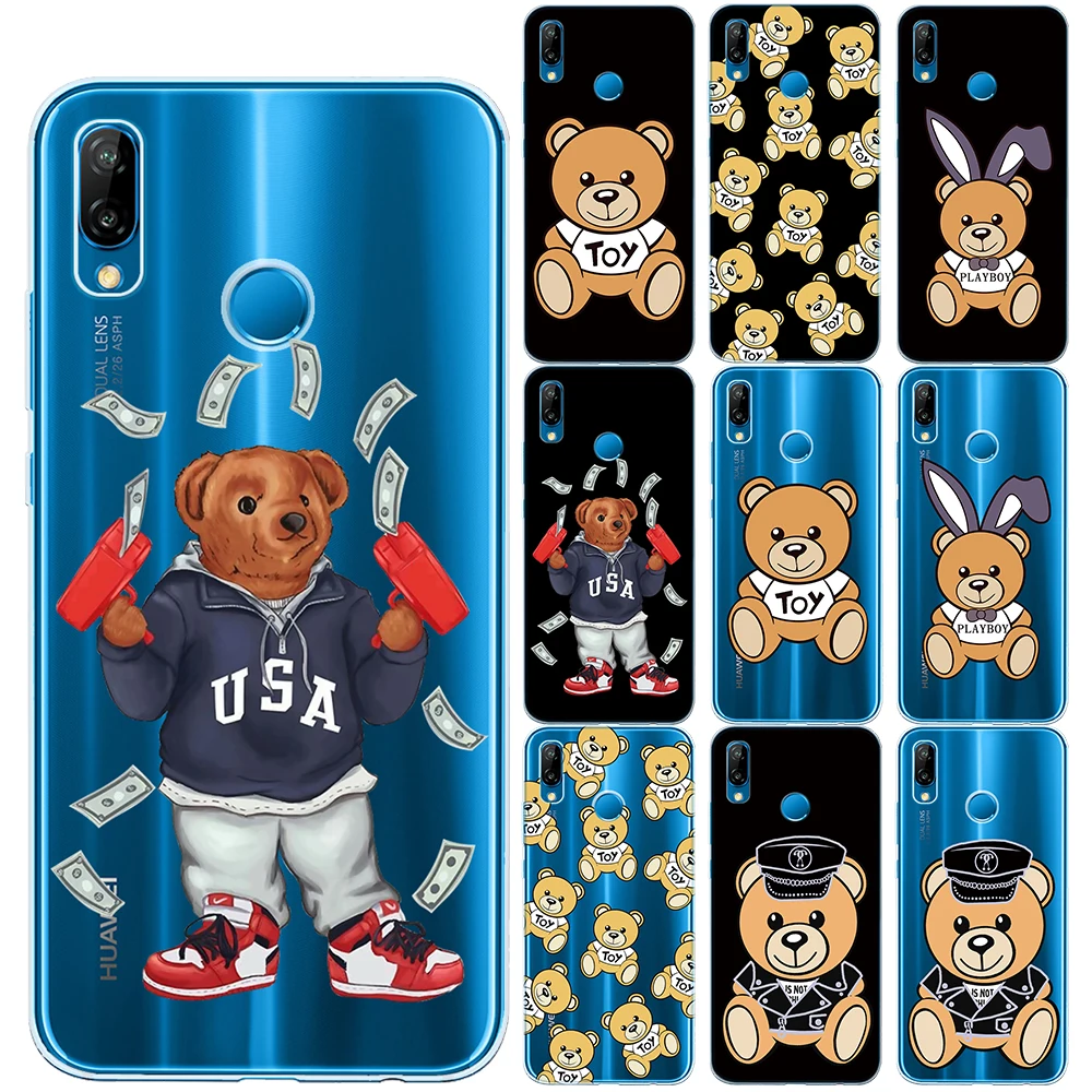 Милый брендовый мягкий чехол из ТПУ с медведем для Huawei P8 P9 P10 P20 Lite P30 Pro силиконовый