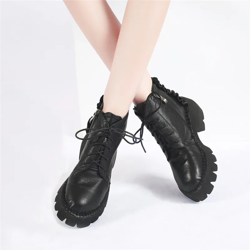 FUN VILLE/Новинка 2017 зимние женские ботильоны из натуральной кожи легкие удобные