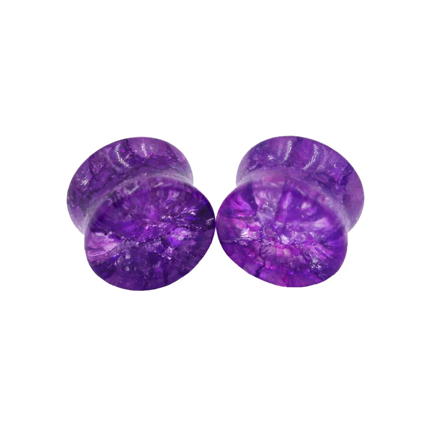 Фиолетовый прозрачный Стекло органического камня седло Flared Плоть Туннели Ухо