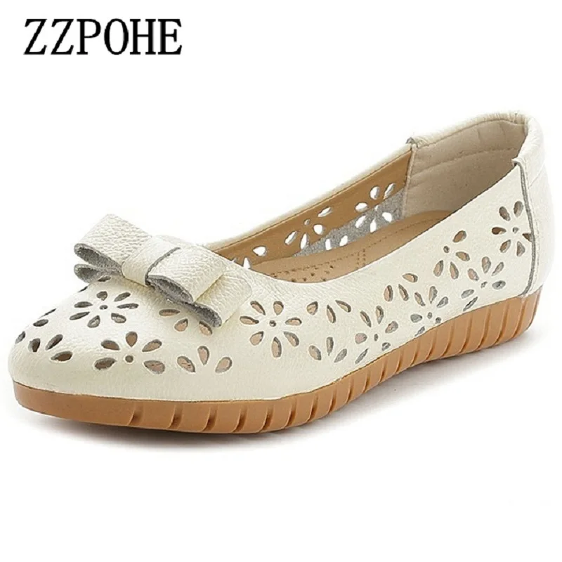 

ZZPOHE Summer Women Shoes Woman Fashion Leather Sandals Woman Casual Comfortable Soft Sandals women's flat hollowed out sandals