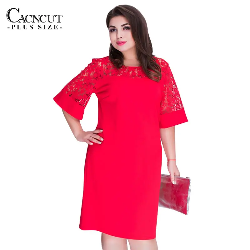 CACNCUT 5XL 6XL 2018 летнее Новое Кружевное элегантное женское платье большого размера