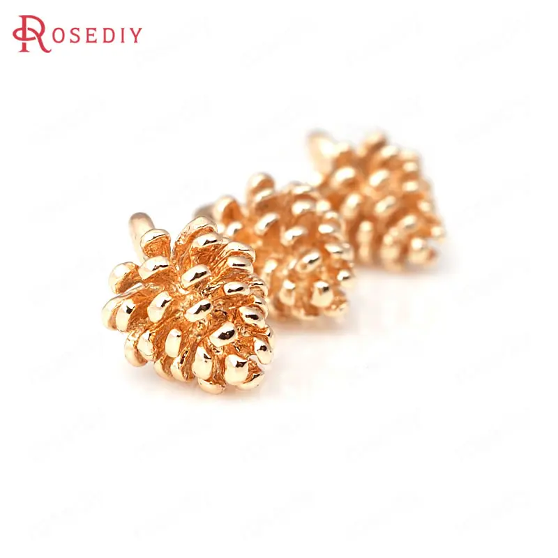 6PCS 8x12MM 24K Champagne Gold Color Plated Brass Small Pinecone Charms High Quality Diy Jewelry Accessories | Украшения и