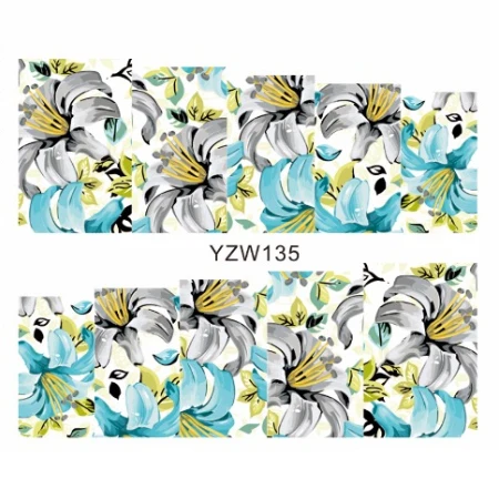 YZW135 Наклейки для дизайна ногтей, наклейки для кошек, цветов, переводные наклейки с водой, Слайдеры для украшения ногтей, тату, маникюрные обертывания, инструменты, наконечники - Цвет: YZW135