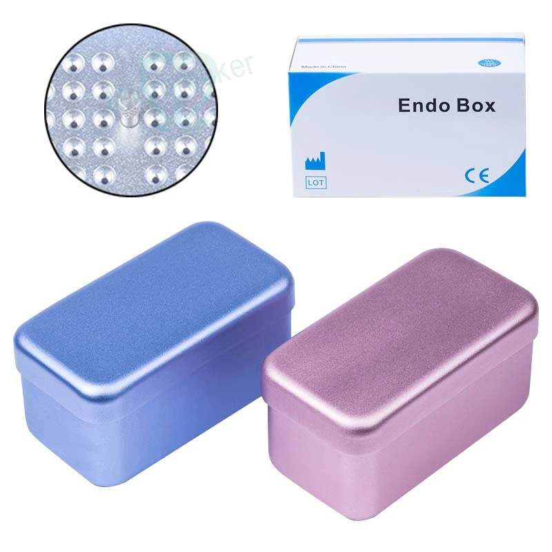 

New 2pcs 60 Holes Dental Autoclave Disinfection Box Case for Endodontic Reamers Pink/Blue Hoder High Quality