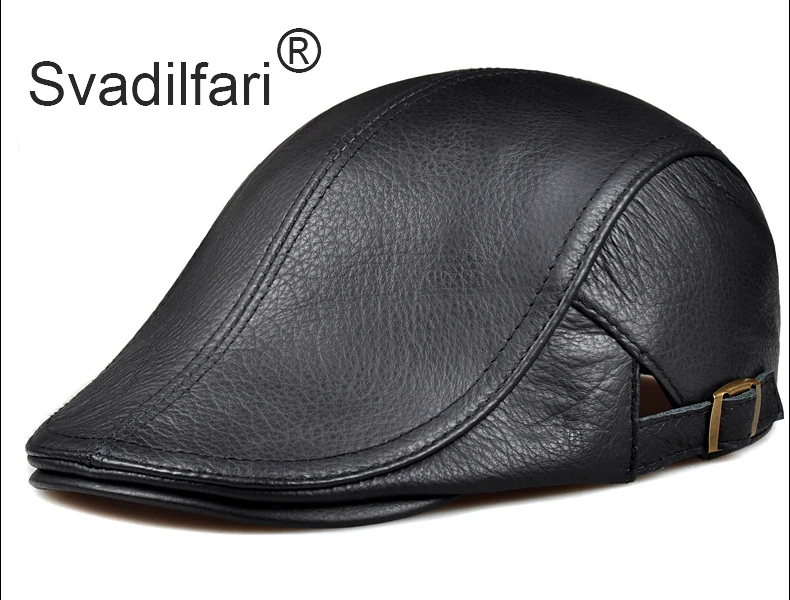 Svadilfari Women's Men's Genuine Leather Newsboy Hat Cap Gatsby Flat Golf Cabbie Baker Beret Retro Brand New Men's Baseball Cap