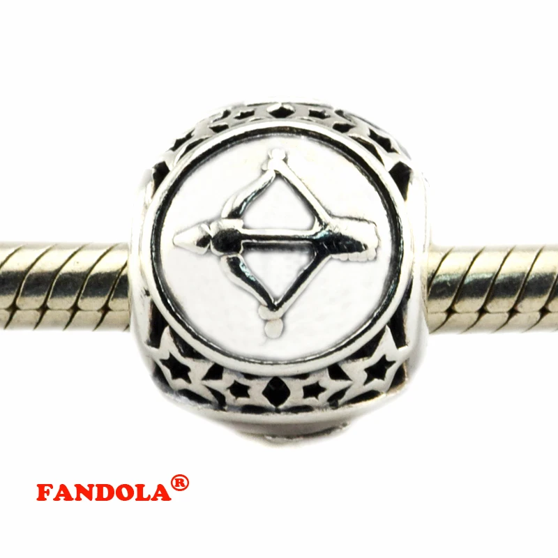 DIY Подходит для Pandora Браслеты Стрелец звезда знак бусины 100% Серебро 925 пробы