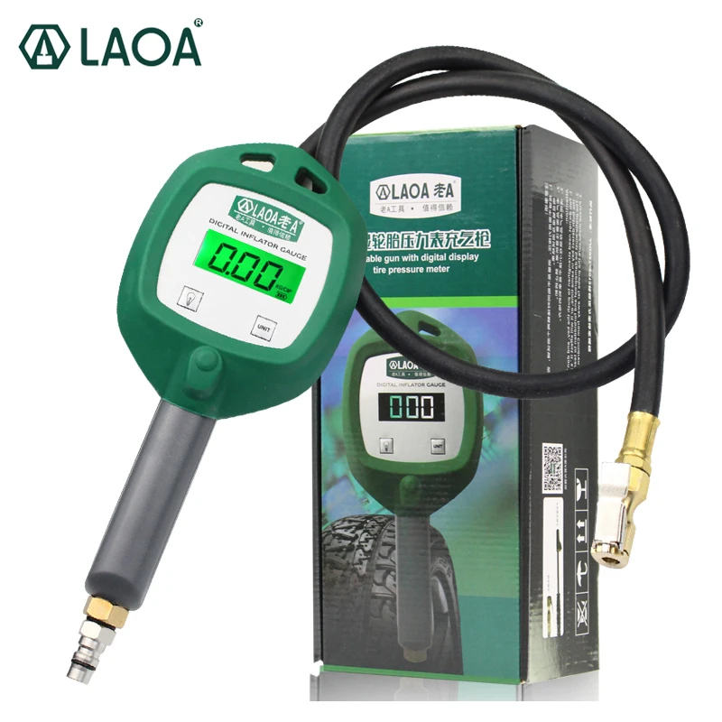 

LAOA Tire Pressure High-precision Digital Tyre Tester Truck Car Motorcycle Universal Air Inflating Long Tube Gauge Meter