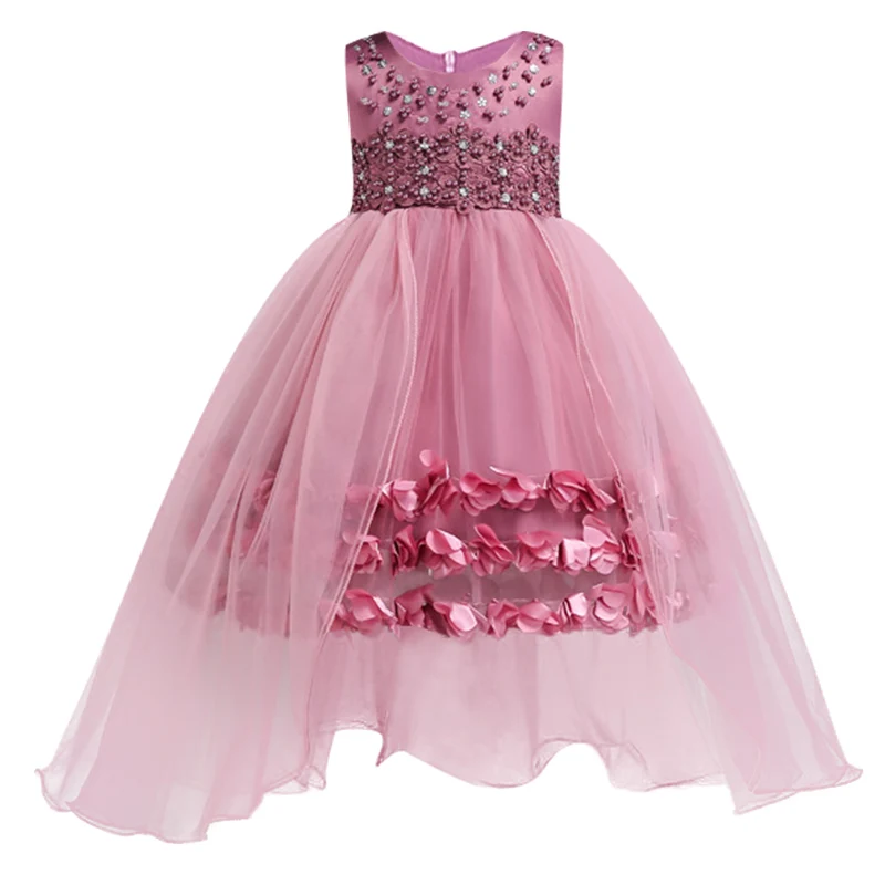 High quality Girls Dresses Princess birthday party Girl Clothes Satin pearl Flower Wedding dress Ball Gown For Baby | Детская одежда и