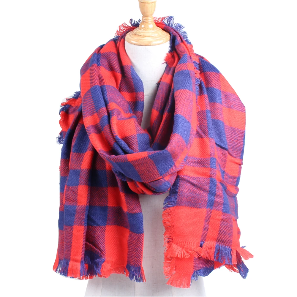 Хорошее качество Za зимний длинный шарф шотландская клетка дизайнерский Юнисекс