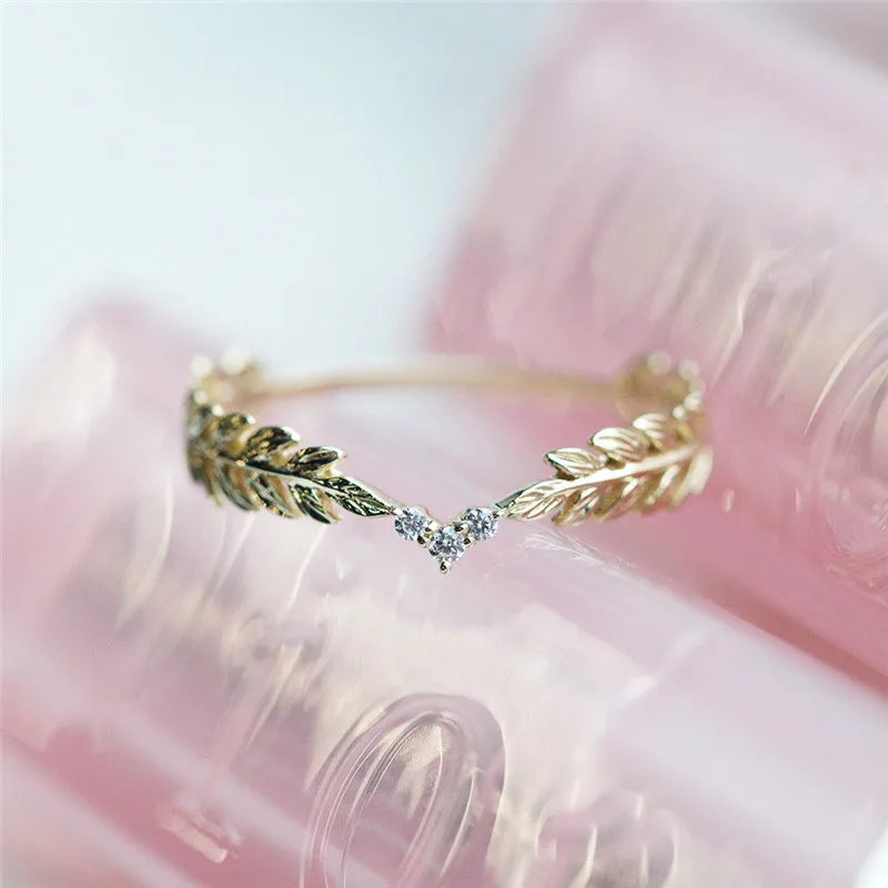 Золотое кольцо ROMAD Wheat Rings Golden Finger Ring для женщин с символом мира, украшение для вечеринок, женские ювелирные украшения, бижутерия для женщин R3. - Фото №1