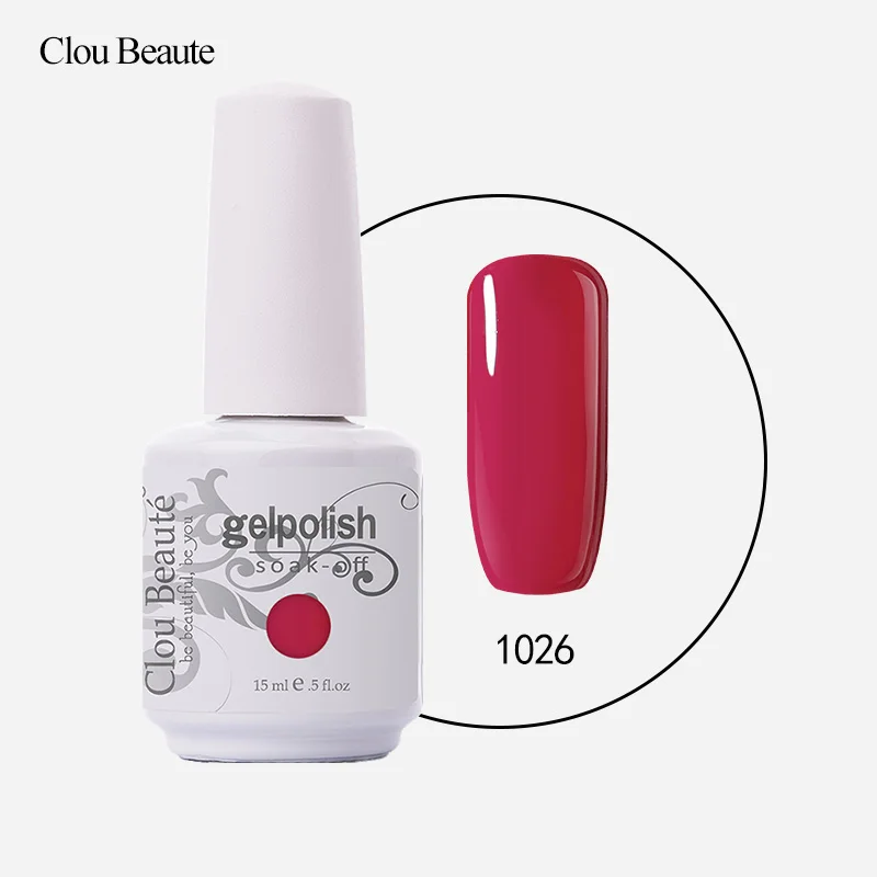 Clou Beaute 15 мл УФ гель для ногтей модный тренд цвета лаки для ногтей гель лак для ногтей - Цвет: 1026