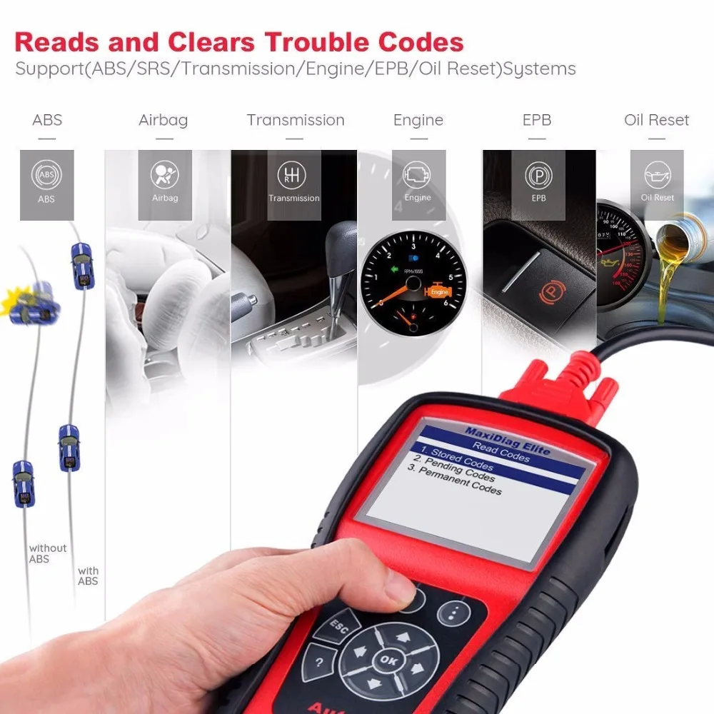 AUTEL MaxiDiag Elite MD802 Все системы диагностический инструмент OBD2 сканер автомобильные