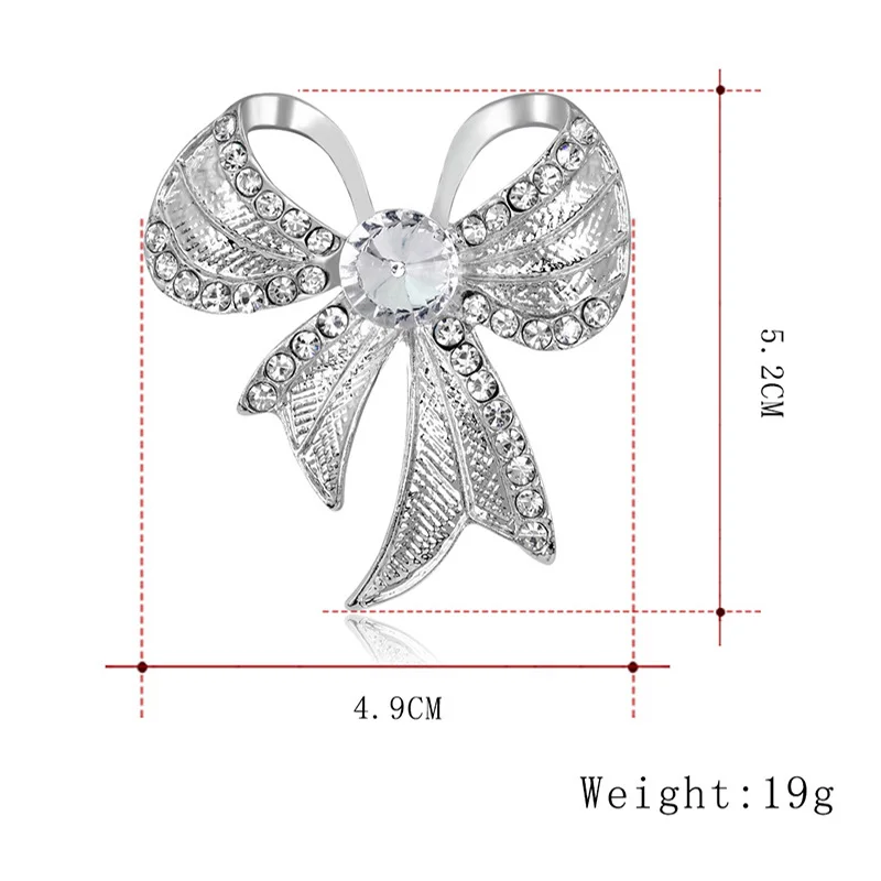 BLIJERY Милые Броши со стразами и бантом для женщин Детская мода серебряный цвет