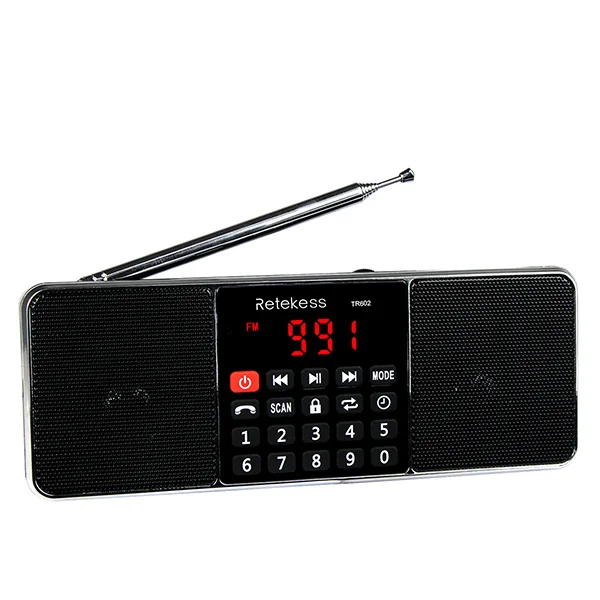 RETEKESS TR602 радио портативный FM AM Bluetooth радио приемник с MP3-плеером беспроводной динамик AUX Поддержка TF карты таймер сна