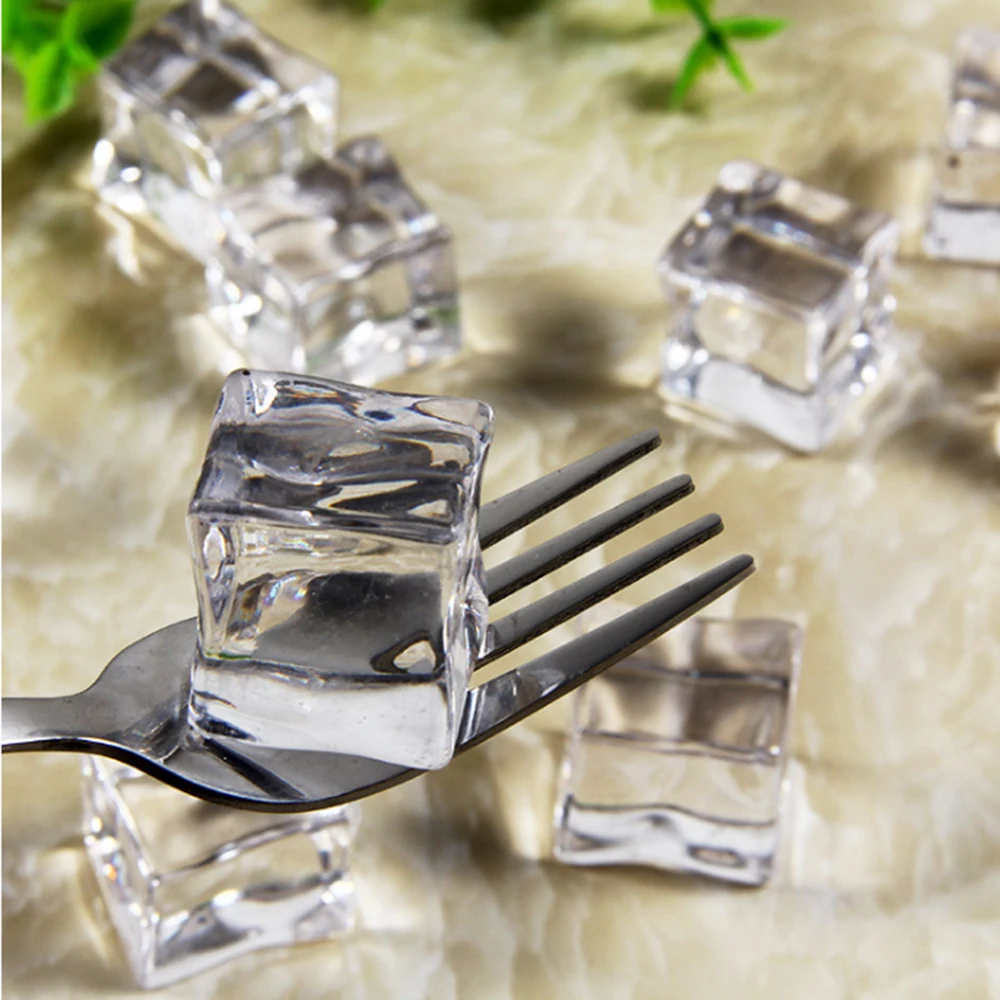 5PC/Set Photography Props Fake Ice Cubes Reusable Artificial Acrylic Crystal Cubes Whisky Drinks Display Wedding Party Decor