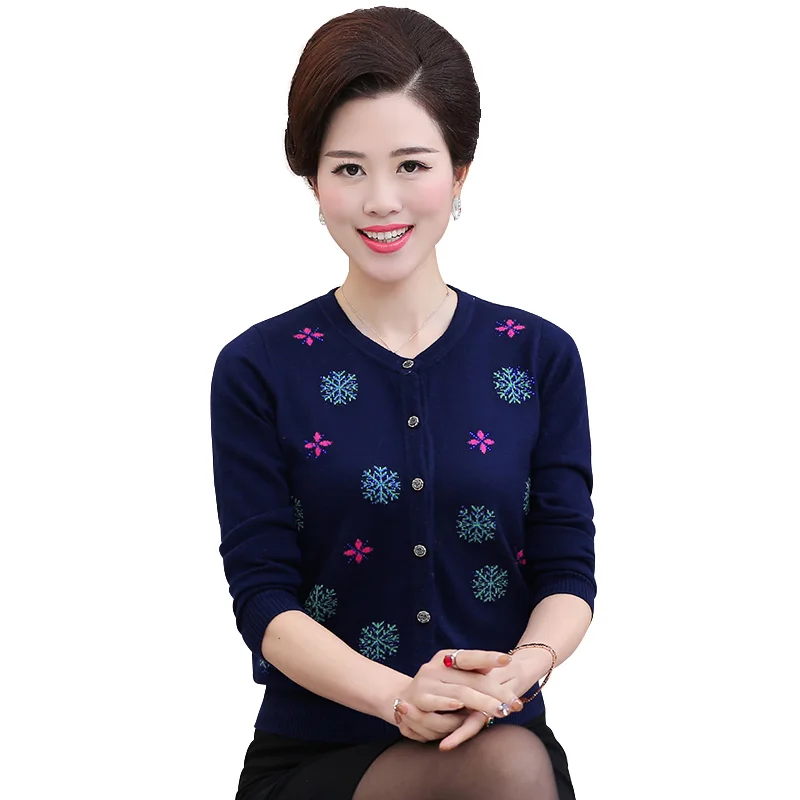 

Middle and old age women 2020 new spring coat, mother's cardigan, loose knitted top sweater