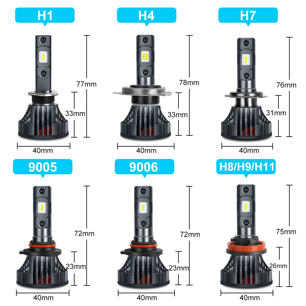 2 шт. H4 H7 светодиодный H11 HB3 9005 HB4 9006 Автомобильный фары для Авто Canbus Error Free 12000LM 6000 К