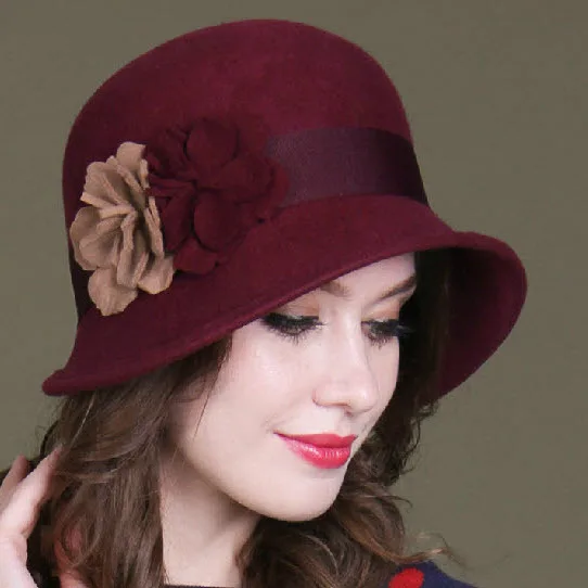 Wool Ladies Cloche Hats Solid 