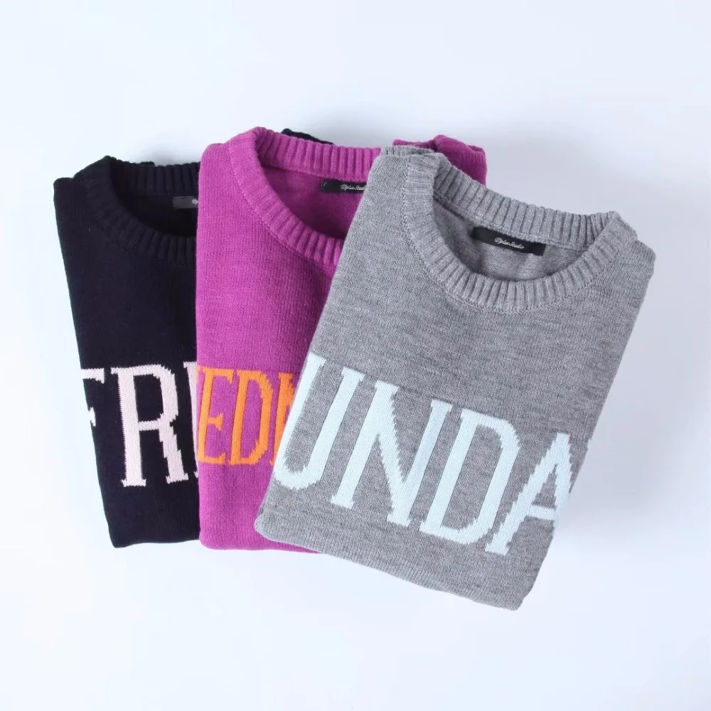 Женский свитер с вышивкой и надписью понедельника по воскресенье 7 цветов