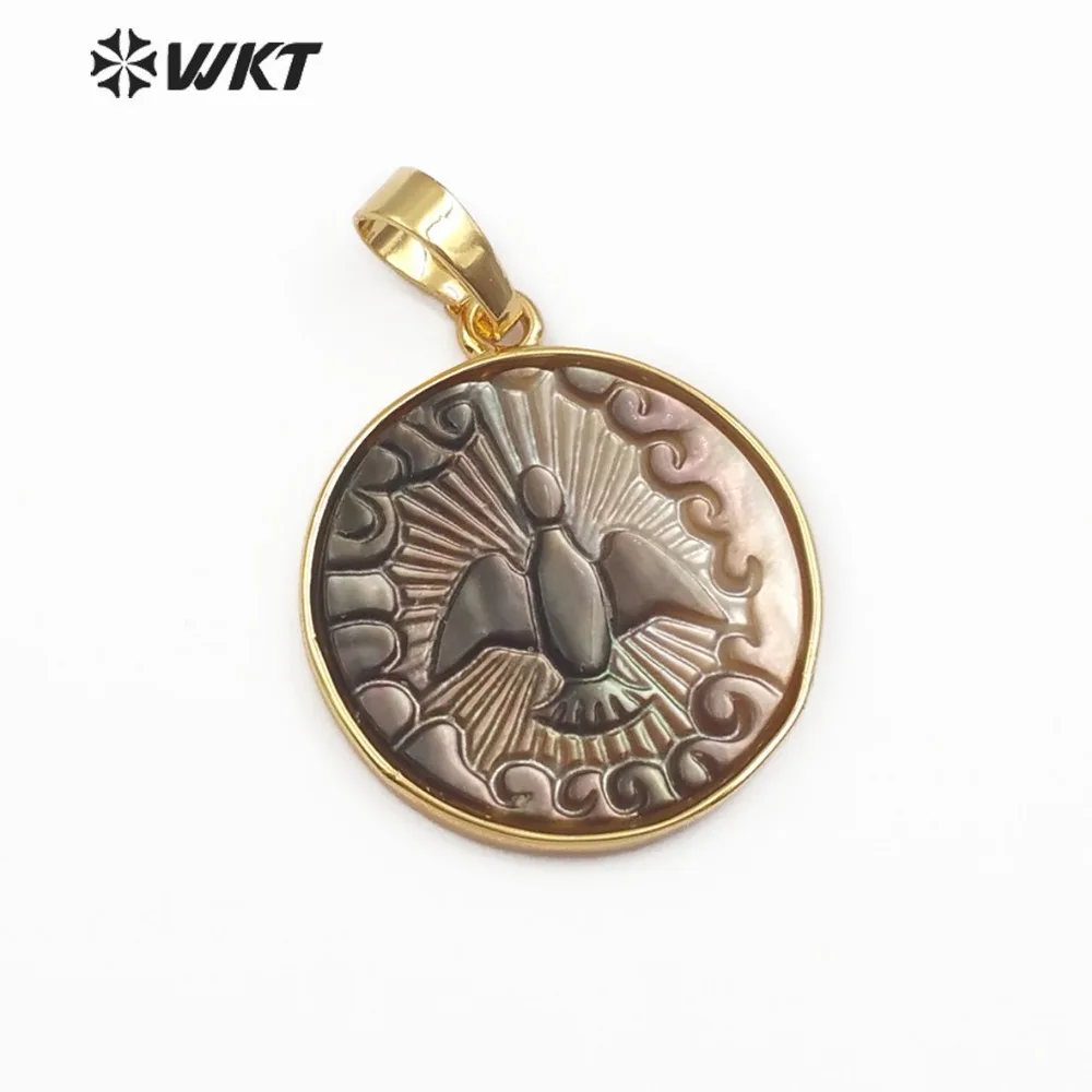 WT-JP091 Natural Pearl Shell Bird Pattern Pendant Gold Bezel Can Be Used As A Necklace Accessories For Women's | Украшения и