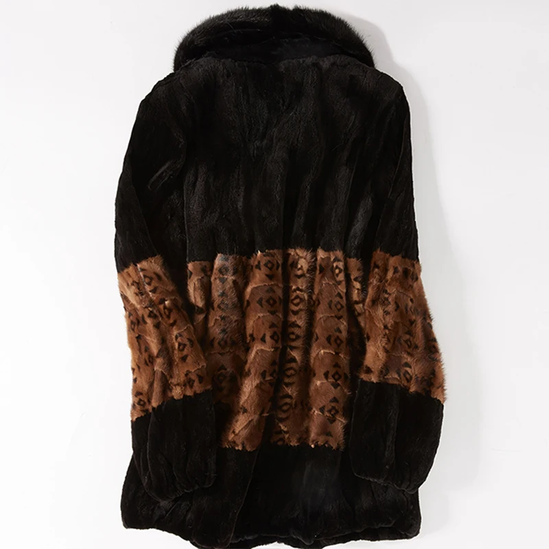 Зимнее женское меховое пальто LVCHI 2019 с поясом модное леопардовое из норки широкой