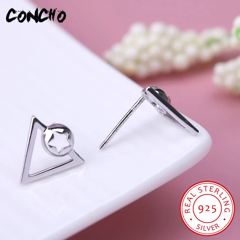 Кончо Jewelry 925 пробы серебро Треугольники серьги стержня для Для женщин вечерние