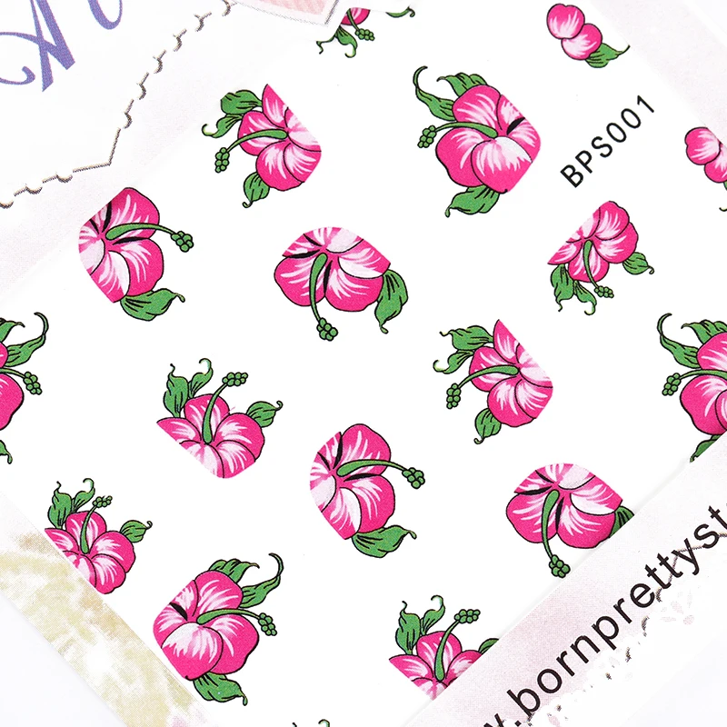 Ногтей Воды Таблички Передачи Наклейки Красная Роза Цветущий Цветочный Стикер