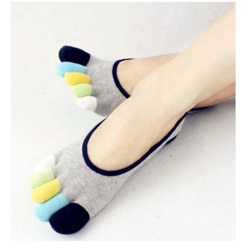 Летние женские незаметные разноцветные Короткие хлопковые носки с 5 носками и