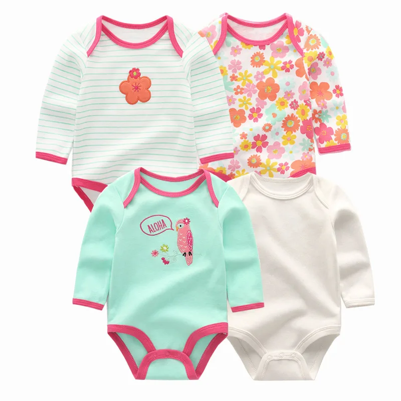 baby girl bodysuit24 4 шт./партия, зимний детский комбинезон с длинными рукавами, детский комбинезон хлопок, одежда для маленьких мальчиков и девочек - Цвет: baby girl bodysuit24