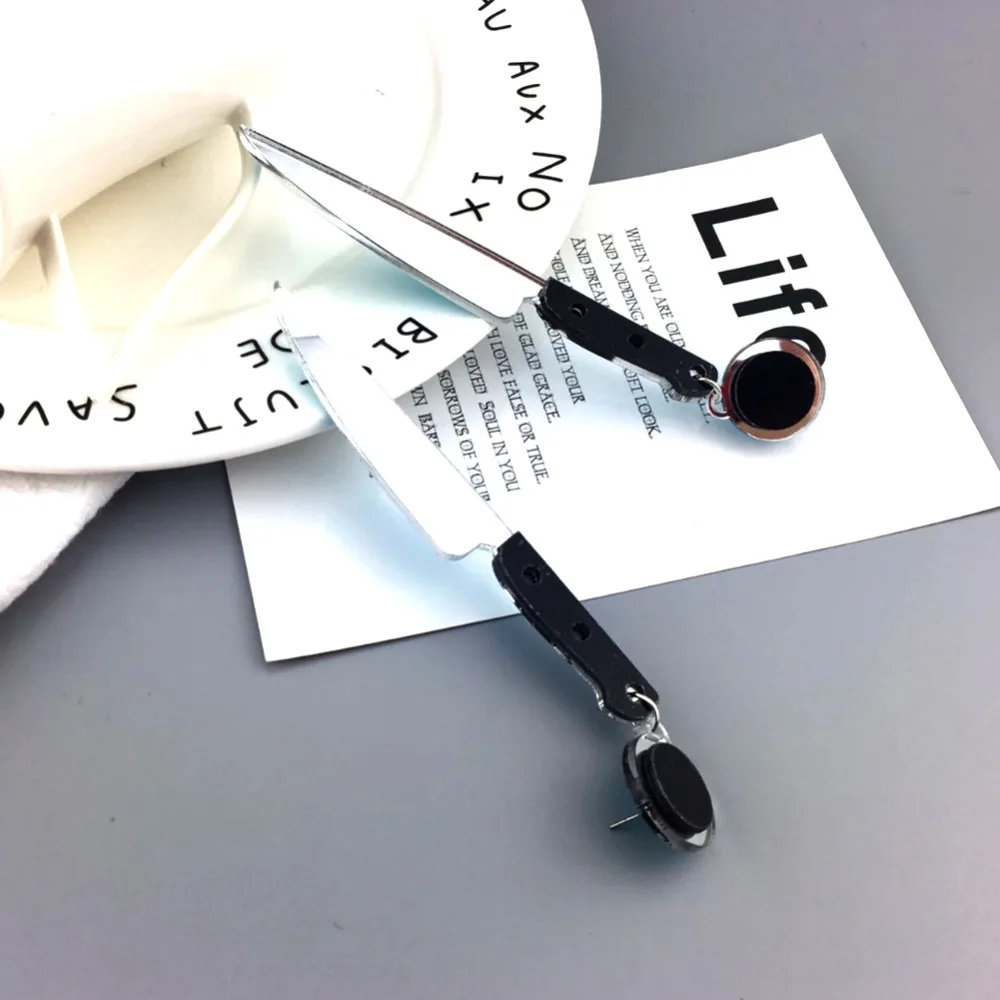 Модные Акриловые серьги гвоздики в стиле панк с ножом массивные Смешные