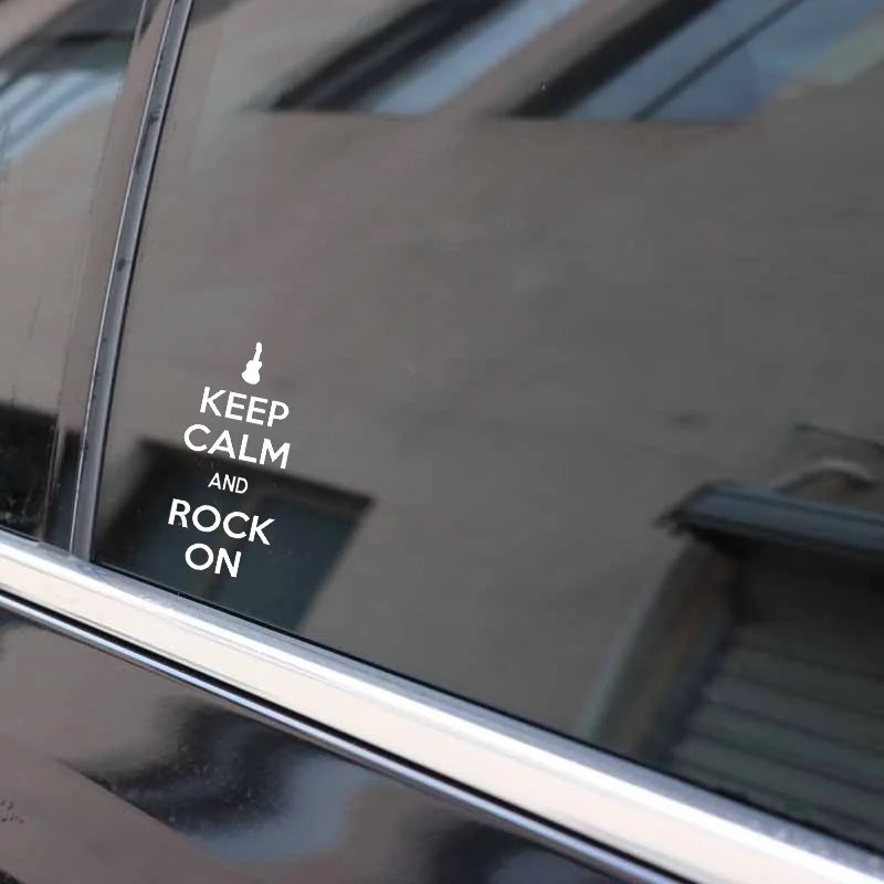 YJZT 6.5CM*14.3CM Keep Calm and Rock On Guitar Music Vinyl Black/Silver Car Sticker C22-0707 | Автомобили и мотоциклы