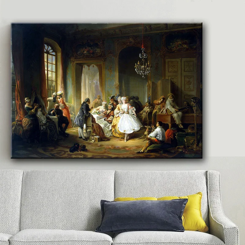 classical europe retro court people palace music canvas printings oil painting printed on cotton wall art decoration picture | Дом и сад