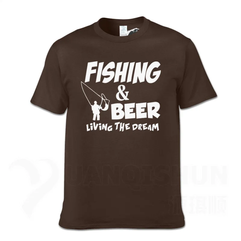 Chocolate 1 Футболка с надписью «Fishings» и надписью «Fishinger Beer Fish Live The Dream», футболка с надписью «Sporter Flying Fresh Fun Gift», футболки - Цвет: Chocolate 1