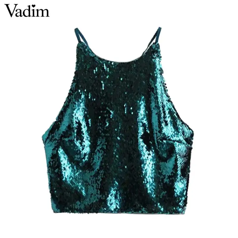 Vadim женские шикарные с блестками укороченные топы вечерние короткие топики на