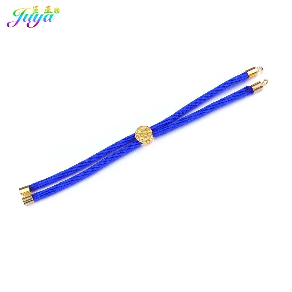 gold blue Juya, 6 цветов, макраме, шнур, нить, веревка, цепь, дерево жизни, слайдер, бусины, регулируемые цепи для женщин, очаровательные браслеты, изготовление - Цвет: gold blue