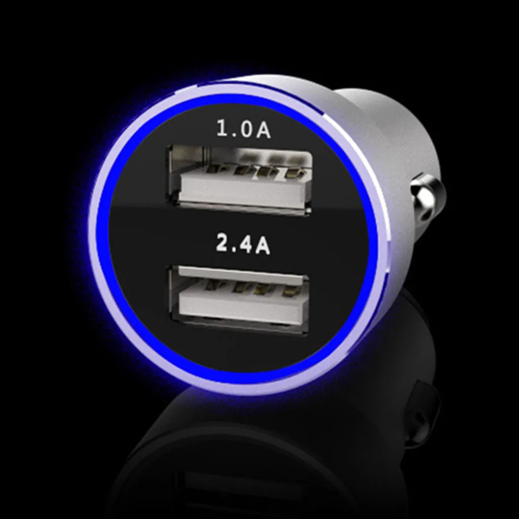 4 вида цветов автомобильное зарядное устройство 5 В/2а/1А с двумя usb портами