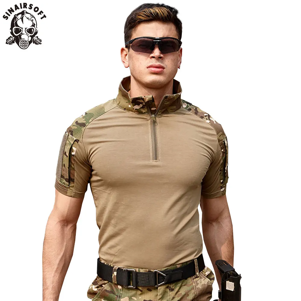 SINAIRSOFT мужская летняя футболка новая тактическая с коротким рукавом Военная камуфляжная хлопковая футболка одежда для охоты LY2068