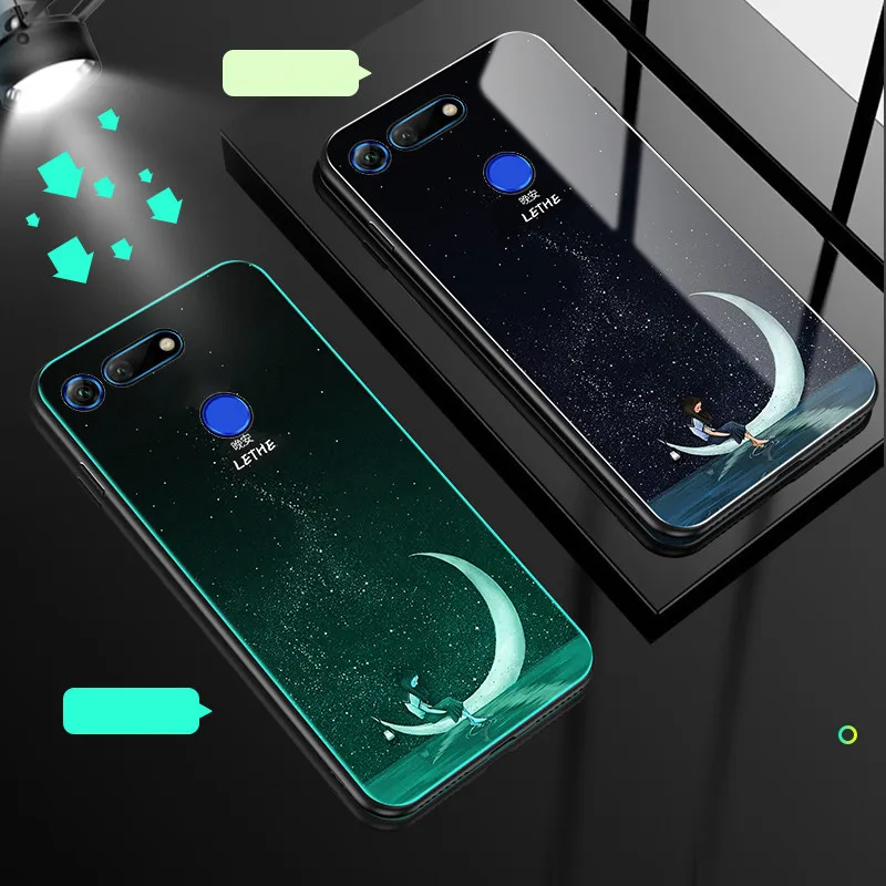 G Светящийся чехол для телефона huawei Honor View 20, чехол 6,4 дюйма, закаленное стекло, задняя крышка для huawei Honor View 20, силиконовый чехол - Цвет: G