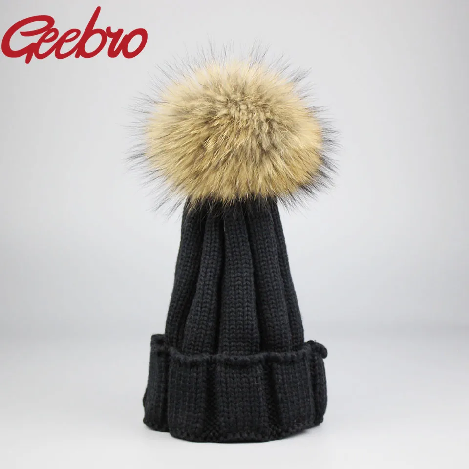Geebro женская шапка с помпоном зимняя для девочки вязаные шапки брендовая новая