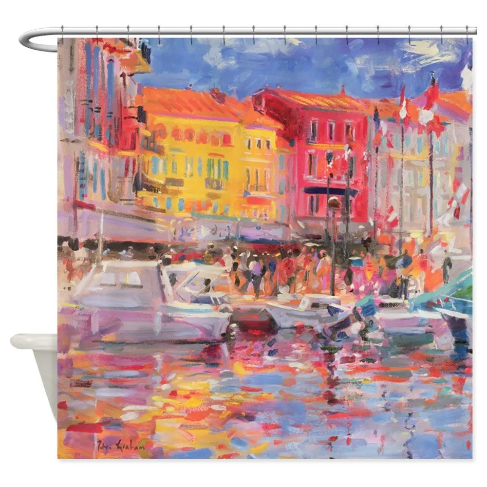 Le Port De St Tropez 2002 (масляная декоративная тканевая занавеска для душа (69 &quotx