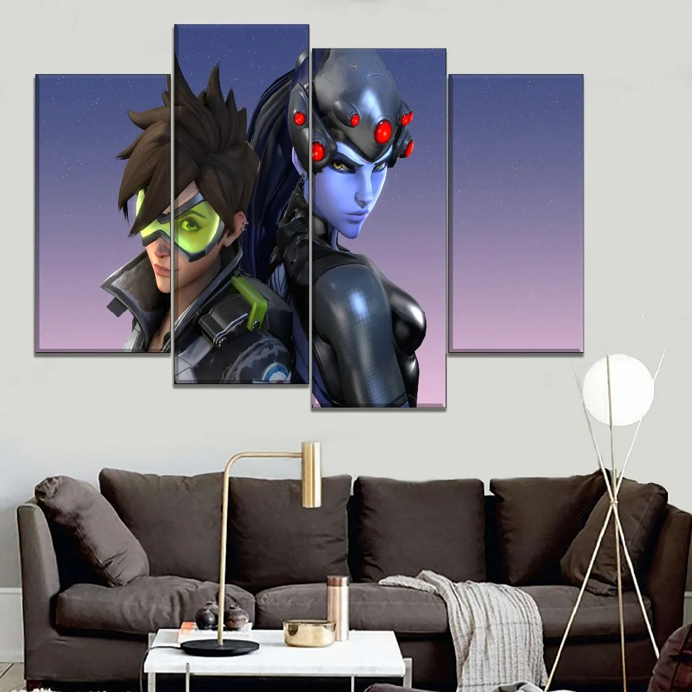1 панель Overwatch трассировщик и Widowmaker холст живопись современный тип печати HD