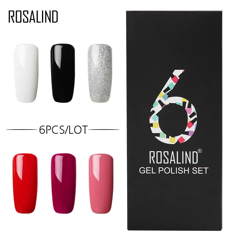 Набор гель лаков для ногтей ROSALIND 7 мл (6 шт./лот) набор полуперманентных УФ/LED