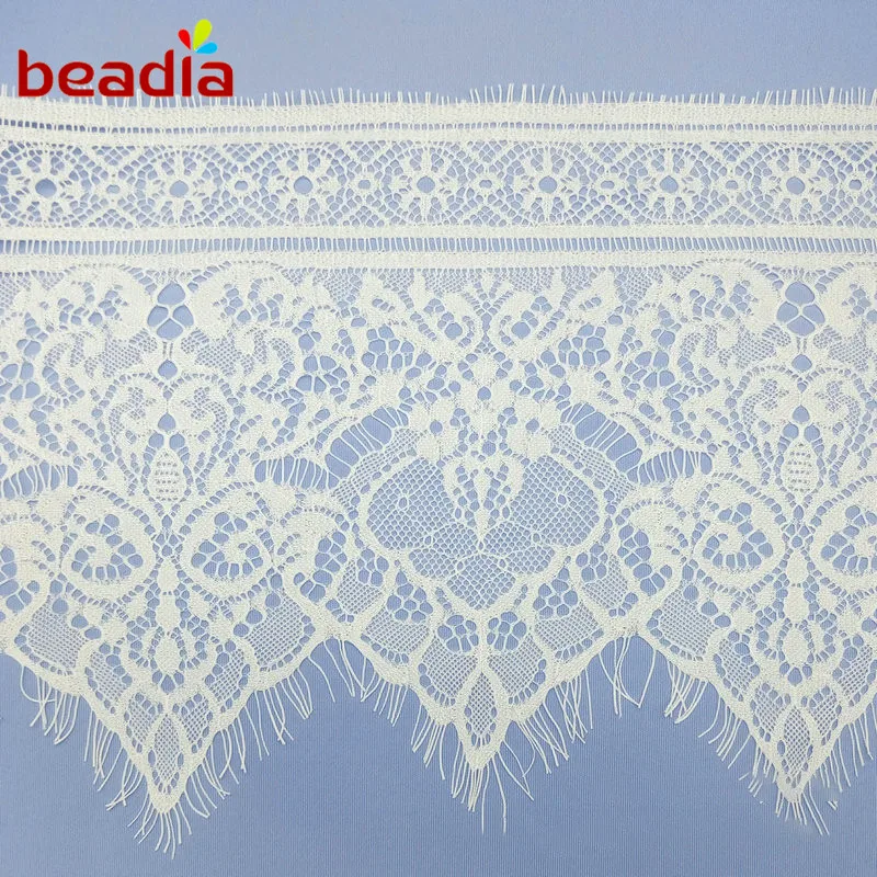 

New Arrival Classic Style Soft Floral Lace Trim Big Edge Wave Hem Skirt Lace Making Lace Trim Sewing For Dress Decoration