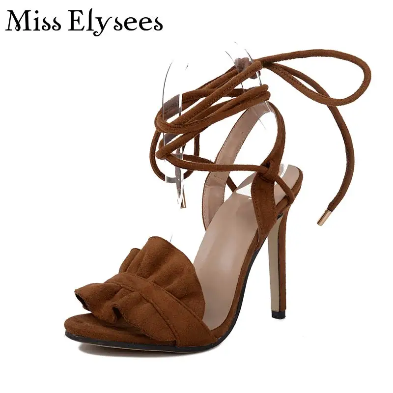 Brown Orange Women Sandals 2017 Summer High Heels Shoes Gladiator Cross Strap Fashion Thin Sapato Feminino | Обувь