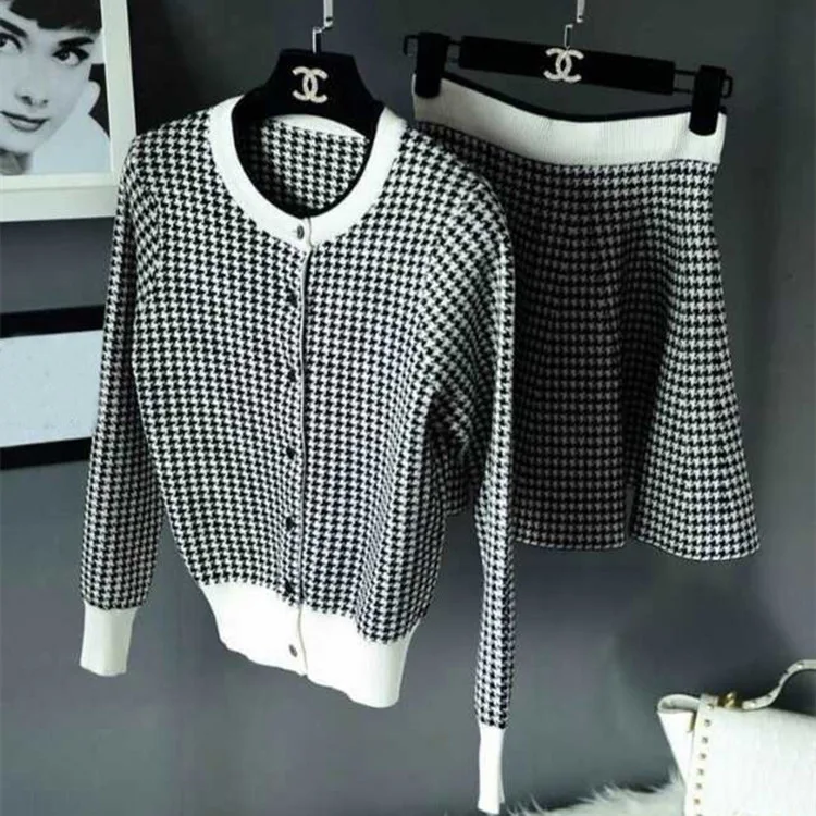Женский трикотажный кардиган и юбка вязаный свитер зонтик|suit suit|knit skirt suitfemale suits |