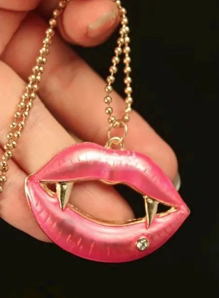Хит продаж модное длинное ожерелье с красной губой вампира N146 necklace | Отзывы и видеообзор -649289862
