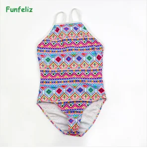 Funfeliz/цельный купальник для девочек, милый купальник в горошек для девочек, полосатый купальный костюм с бантом для детей, Летний набор детских бикини