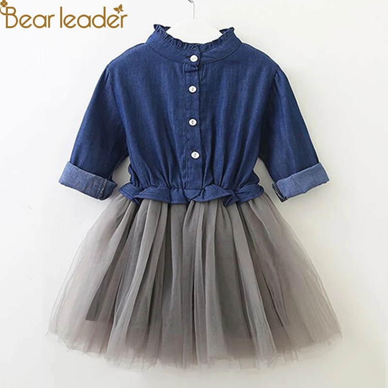 Bear leader/платья для девочек; Новинка; модное платье принцессы с длинными рукавами; детское платье из клубничной пряжа с пайетками; праздничная одежда для девочек