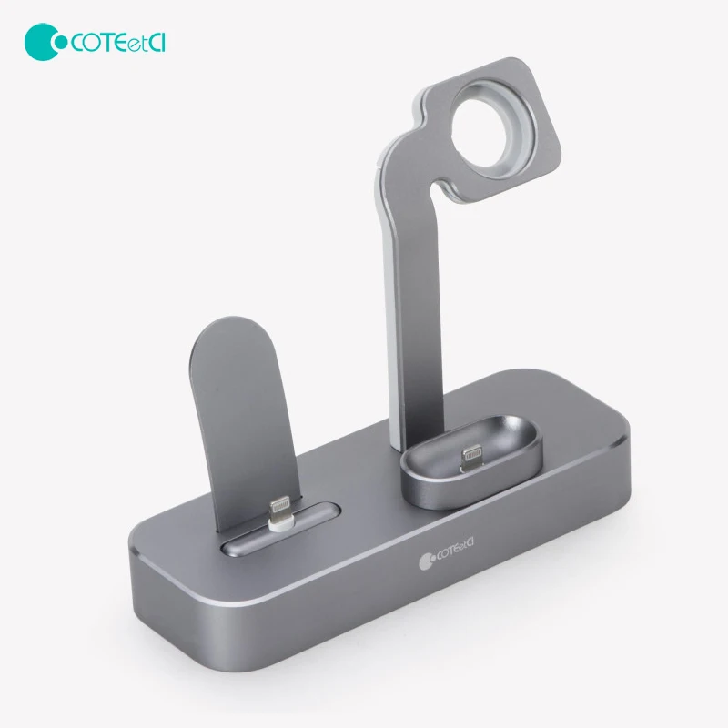 Алюминиевая многофункциональная зарядная подставка COTEetCI 3 в 1 для iPhone
